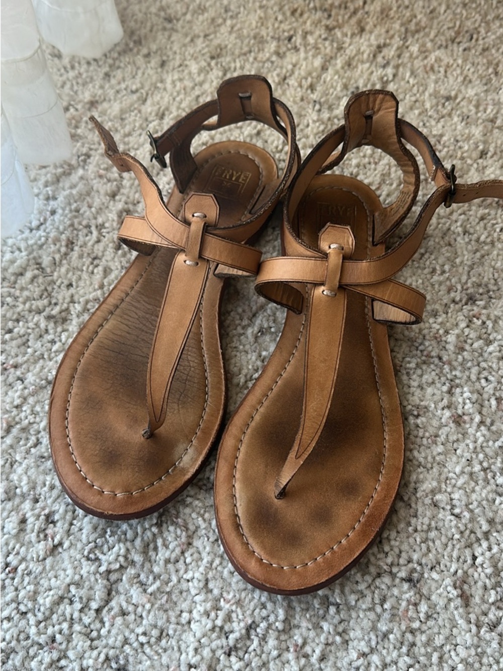 Frye Leather T-Strap Sandals